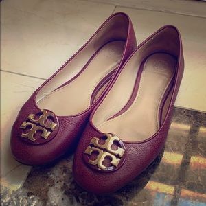 Plum leather Tory Burch flats
